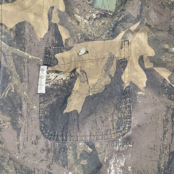 Vintage Columbia Size XL Shirt Mens Medium Brown Camo Shooting Vented Hunting - Picture 12 of 16